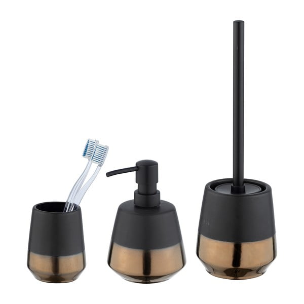 Set de accesorii de baie negru din ceramică Brandol – Wenko