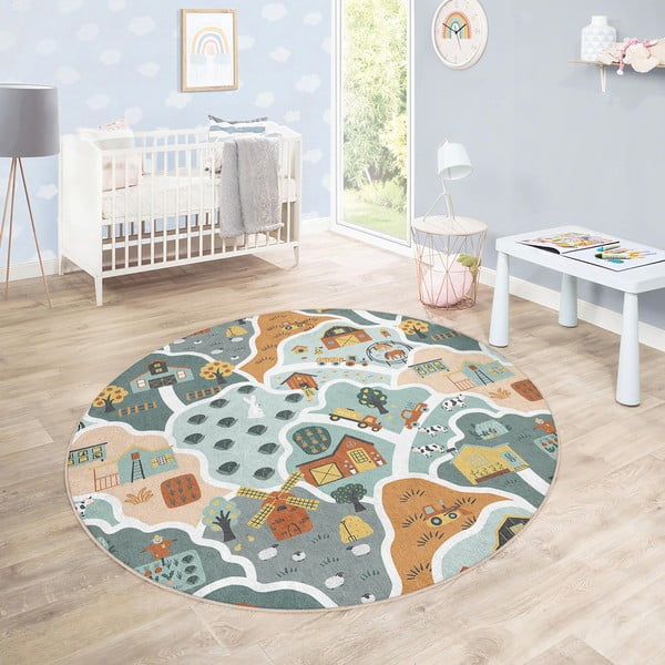 Covor de joacă pentru copii lavabil ø80 cm Farmer's Life – Mila Home-image-3