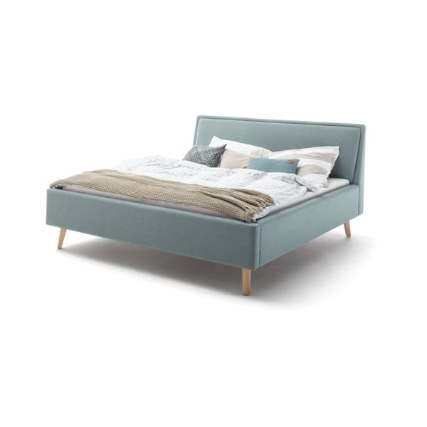 Pat matrimonial albastru/gri tapițat cu spațiu de depozitare cu somieră 180x200 cm Frieda – Meise Möbel-image-4