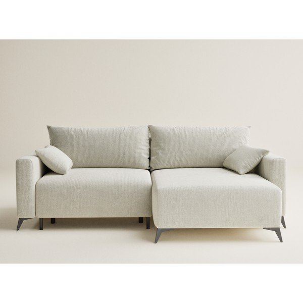 Colțar crem extensibil/cu spațiu de depozitare cu tapițerie din chenille (cu colț pe partea dreaptă/cu șezlong) Leon – Maison de Rêve-image-2