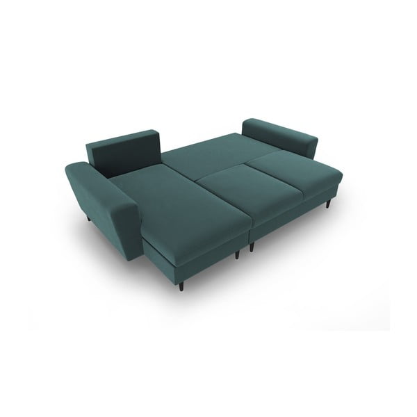 Colțar petrol extensibil, cu spațiu de depozitare cu tapițerie din catifea Kyoto – Cosmopolitan Design-image-2