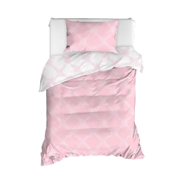 Lenjerie de pat din bumbac ranforce pentru pat de 1 persoană Mijolnir Nadine Pink, 140 x 200 cm