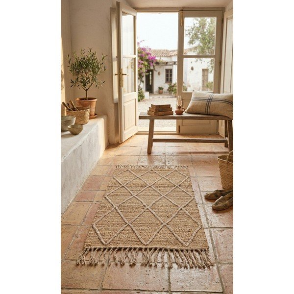 Covor în culoare naturală țesut manual din iută 60x90 cm Shaila – Yes Everyday-image-1