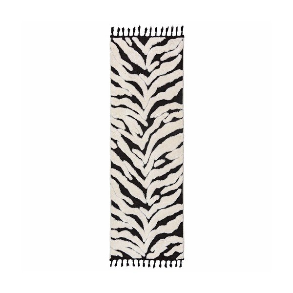 Covor tip traversă alb-negru 80x300 cm Esra Zebra – Flair Rugs