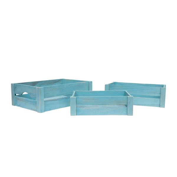 Set 3 cutii din lemn Paulownia Novita Turchesi, albastru