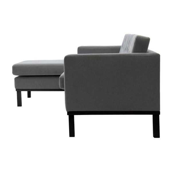 Canapea cu picioare negre Vivonita Johan, pe partea stângă, gri deschis-image-4