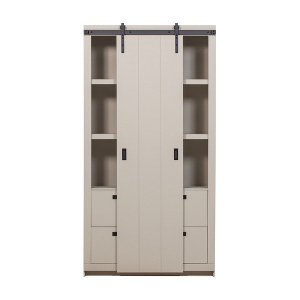 Dulap grej din lemn de pin cu ușă glisantă 122x230x37 cm Slide – vtwonen-image-1