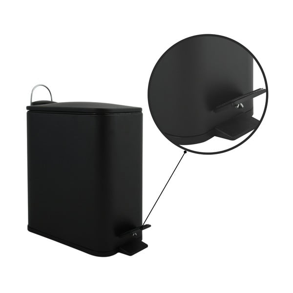 Coș de gunoi negru mat cu pedală din oțel 5 l   Erik – Spirella-image-2