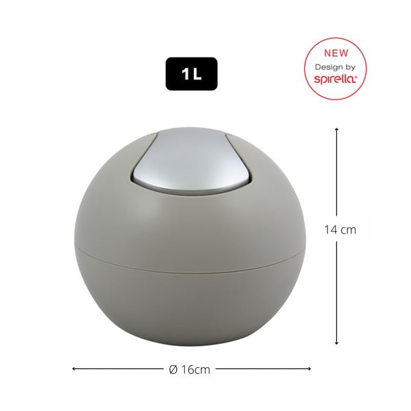 Coș de gunoi taupe din plastic 1 l   Bowl Matt – Spirella-image-2