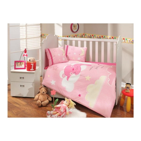 Lenjerie de pat cu cearșaf Sleeper Pink, 100 x 150 cm