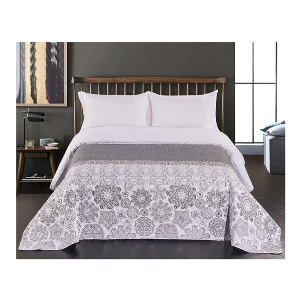 Cuvertură cu 2 fețe din microfibră DecoKing Alhambra, 240 x 260 cm, alb - gri-image-4