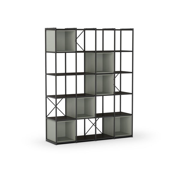 Bibliotecă verde/neagră 140x179 cm Anya – Marckeric-image-3