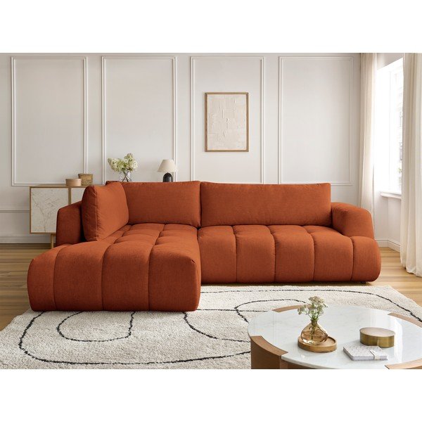 Colțar cărămiziu extensibil/cu spațiu de depozitare (cu colț pe partea stângă/în formă de ”L”) Fuji – Bobochic Paris-image-1