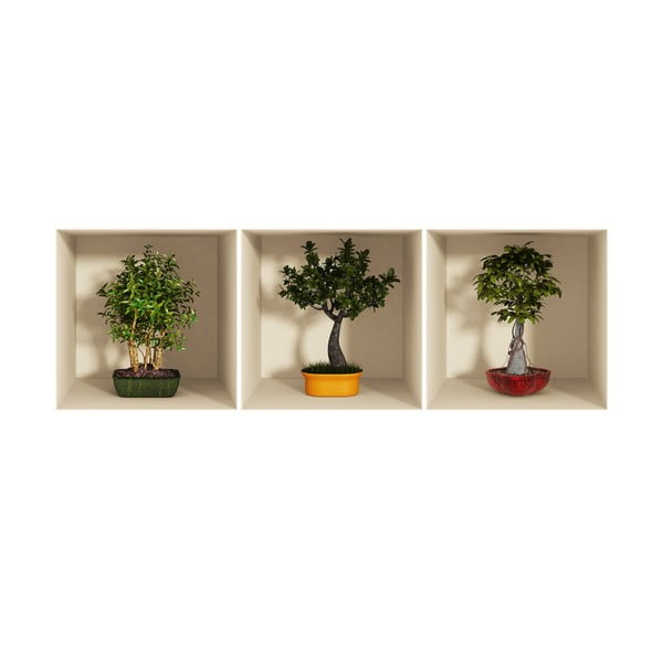 Set 3 autocolante cu efect 3D Ambiance Bonsai Trees-image-2