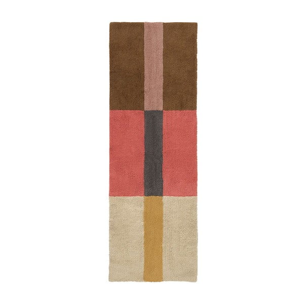 Covor tip traversă țesut manual din lână 80x230 cm Chroma Spiced Coral – Lorena Canals