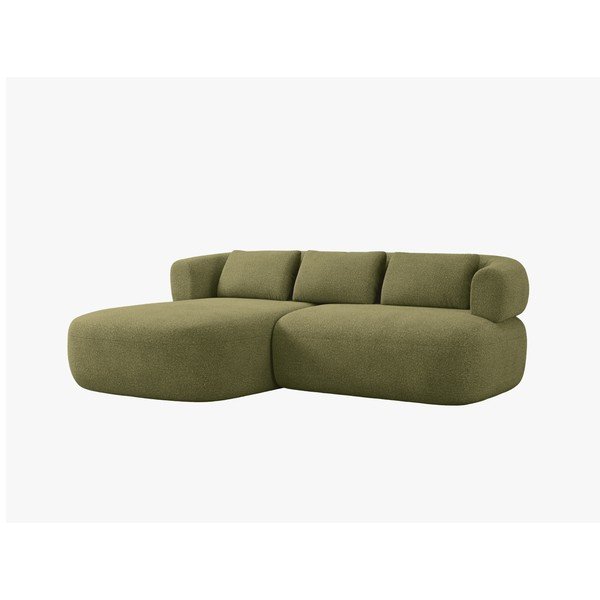 Colțar verde cu tapițerie din țesătură bouclé (cu colț pe partea stângă/cu șezlong) Jenny – Micadoni 