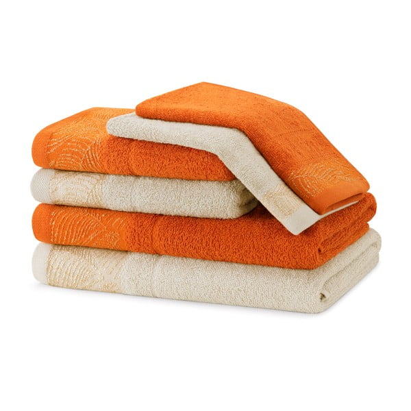 Prosoape de baie portocalii/bej 6 buc. din bumbac din frotir Bellis – Restilo