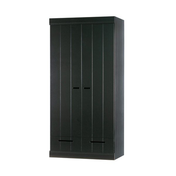 Șifonier din lemn de pin negru 94x195 cm Connect - WOOOD-image-3