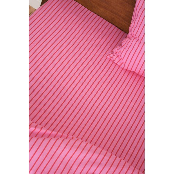 Cearceaf roz din bumbac organic cu elastic 180x200 cm Sima – Jotex-image-2