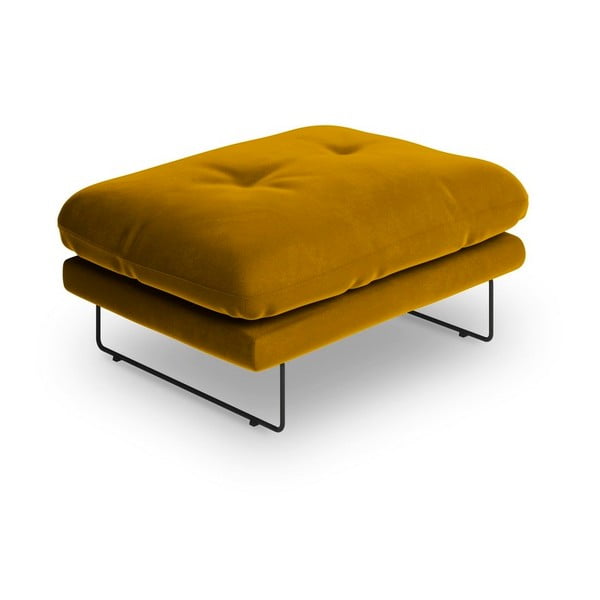 Puf cu tapițerie de catifea Windsor & Co Sofas Gravity, galben-image-2