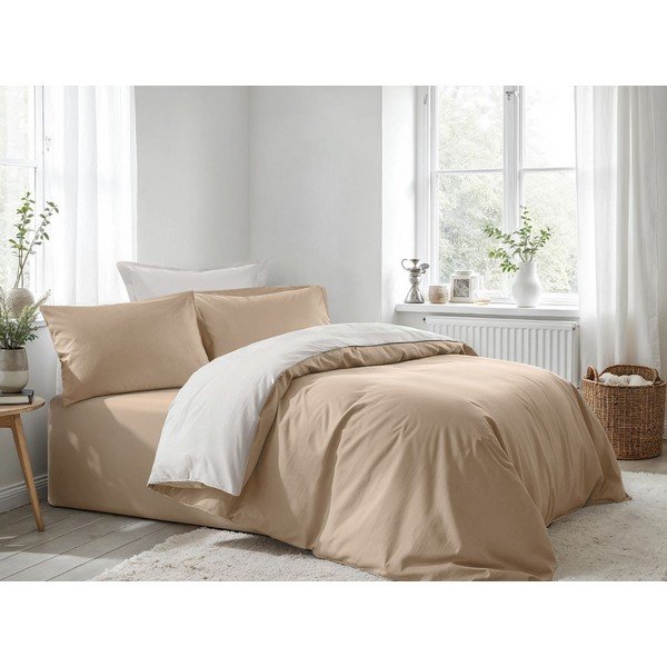Lenjerie de pat bej pentru pat dublu 200x200 cm – Mijolnir
