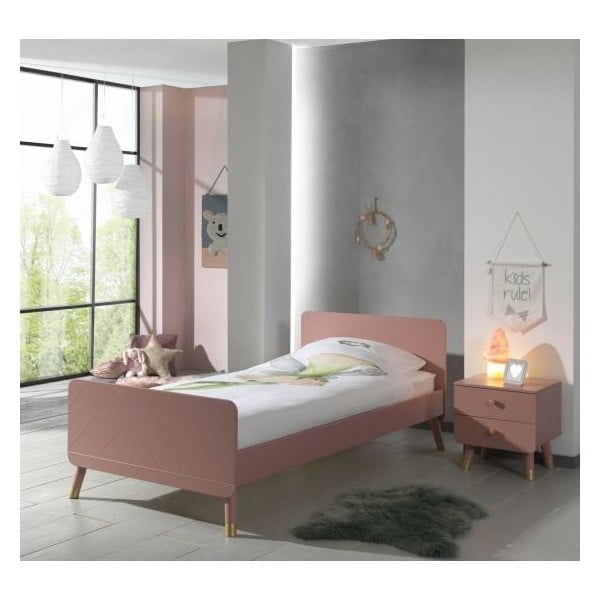 Noptieră din lemn de pin pentru camera copiilor Vipack Billy, roz-image-1