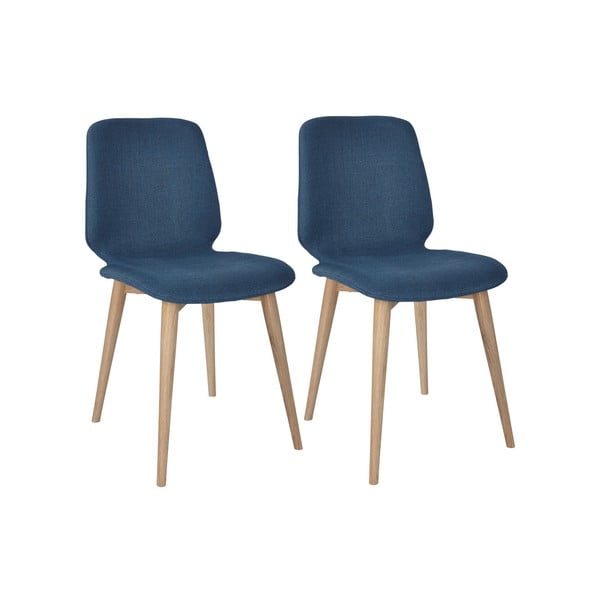 Set 2 scaune cu picioare din lemn masiv de stejar WOOD AND VISION Cut, albastru închis