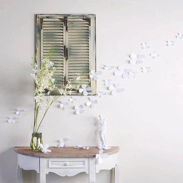 Set 12 autocolante adezive 3D Ambiance Flowers, alb-image-1