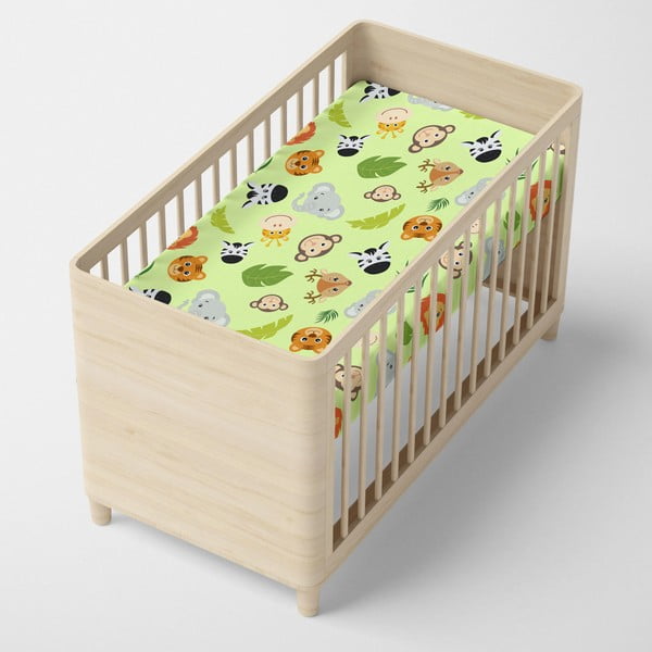 Cearceaf elastic din bumbac Mr. Fox Wild, 60 x 120 cm, verde-image-3