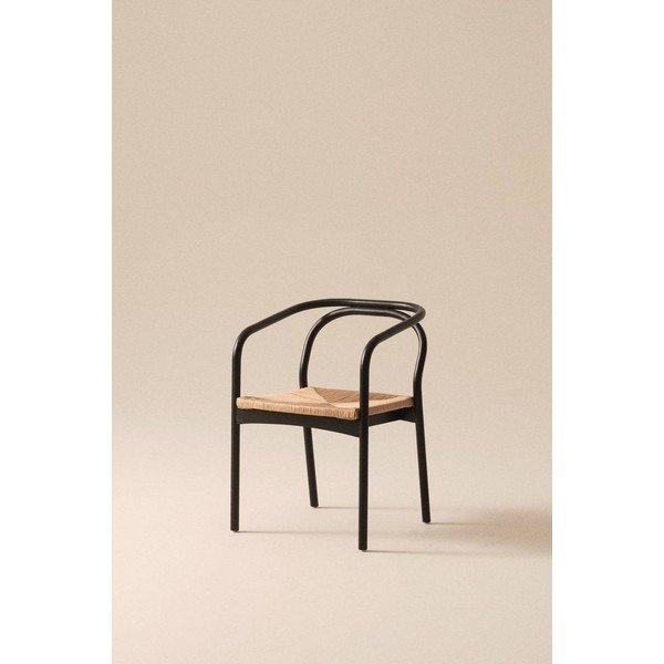 Scaun de dining negru cu cotiere din lemn de stejar Lidingö – Jotex-image-1