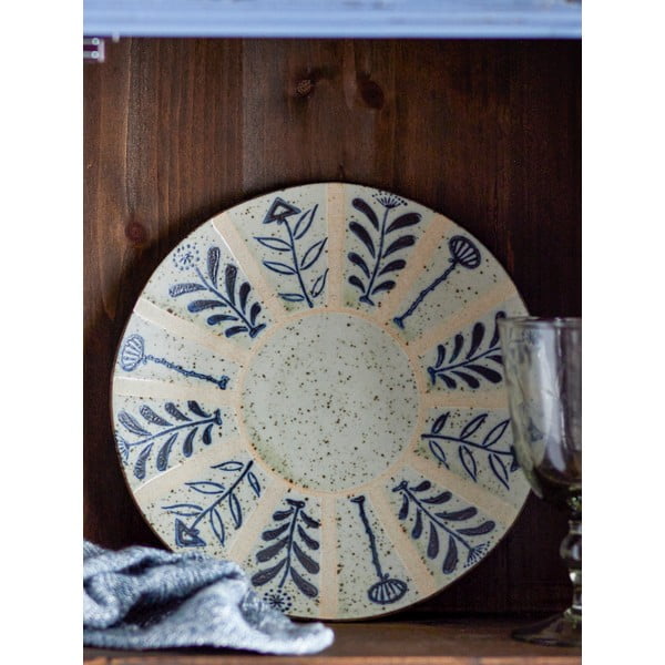 Farfurie albastru-deschis-crem din gresie ø 21 cm Leonie – Bloomingville-image-2