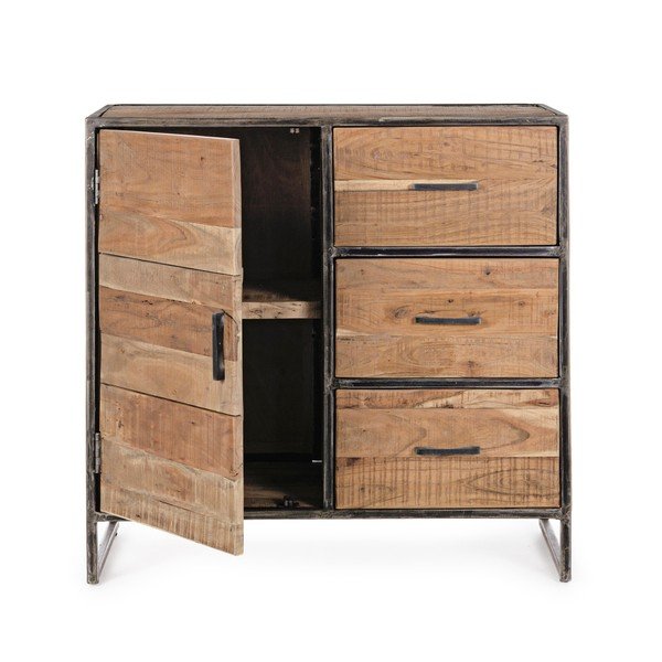 Comodă în culoare naturală din lemn de acacia 90x90x40 cm Elmer – Bizzotto-image-3
