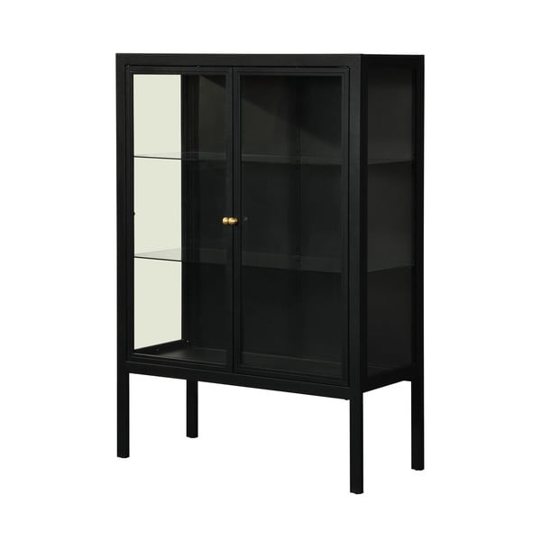 Vitrină cu două uși Støraa Alva, înălțime 140 cm, negru-image-2