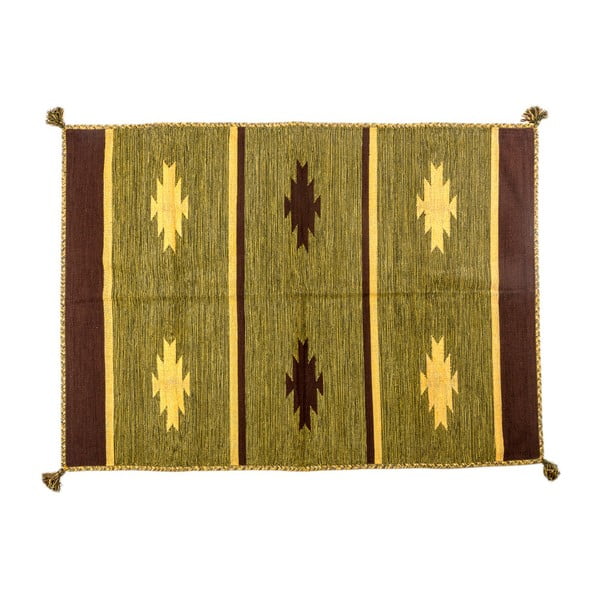Covor țesut manual Navaei & Co Kalush Kilim 116, 200 x 140 cm, verde