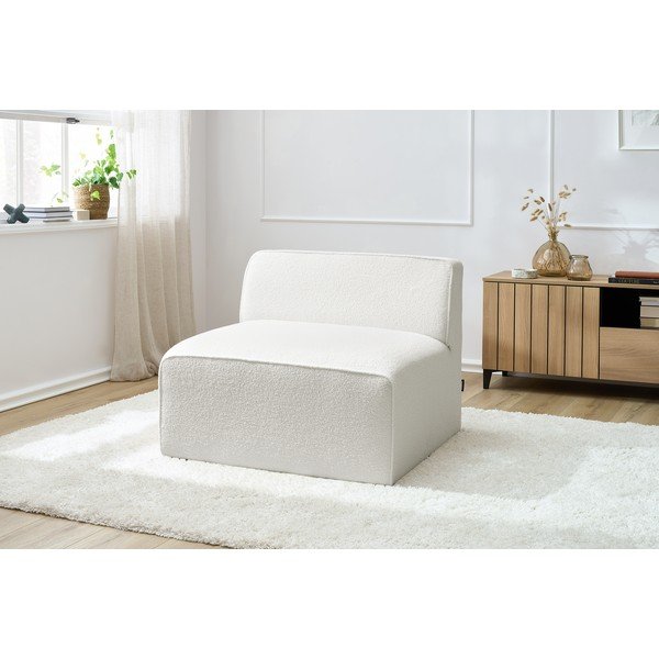 Modul pentru canapea modulară alb cu tapițerie din țesătură bouclé (de mijloc) Megeve – Bobochic Paris-image-1