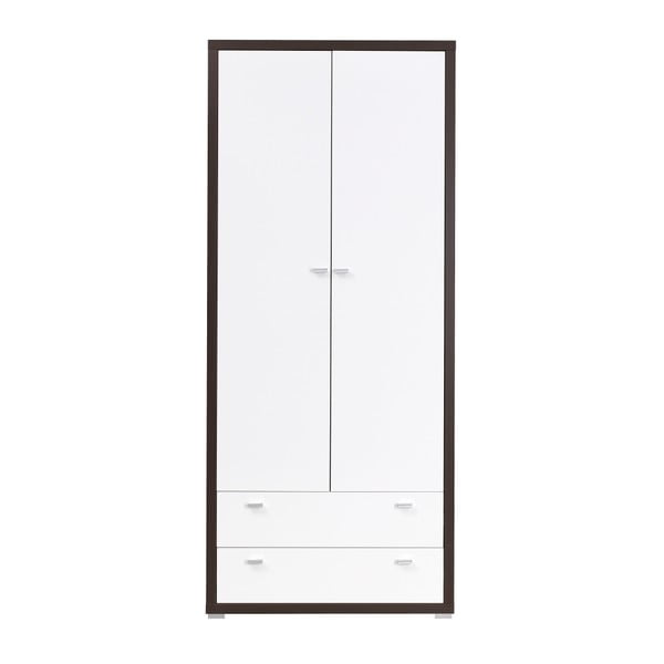 Șifonier cu 2 uși, cu elemente în decor lemn de nuc și 2 sertare cu detalii albe Maridex Kendo
