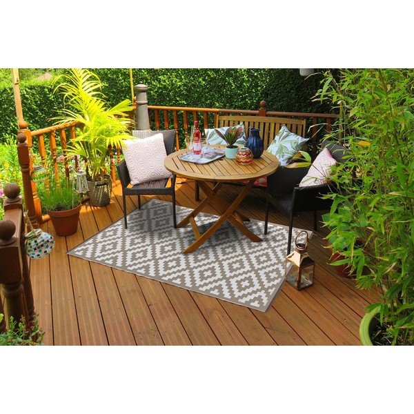 Covor pentru exterior Green Decore Nirvana, 120 x 180 cm, alb-bej-image-4