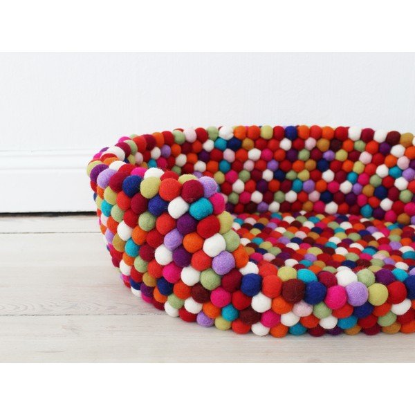Pat cu bile din lână pentru animale de companie Wooldot Ball Pet Basket, 40 x 30 cm, roșu închis-image-1