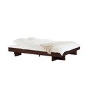 Pat matrimonial maro din MDF cu aspect de lemn de frasin fără tăblie cu somieră 160x200 cm Kito – noo.ma