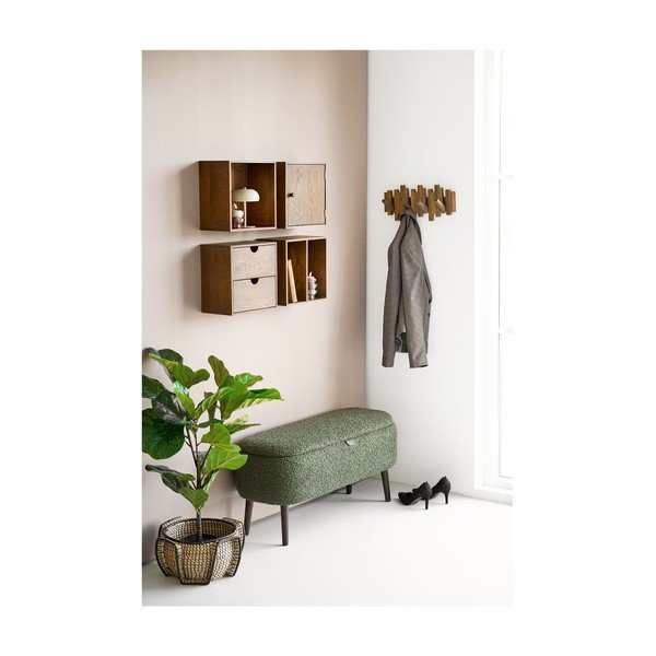 Bancă verde cu tapițerie din țesătură bouclé Harlow – House Nordic-image-1