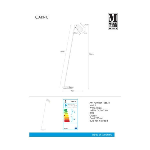 Lampadar Markslöjd Carrie, alb-image-2
