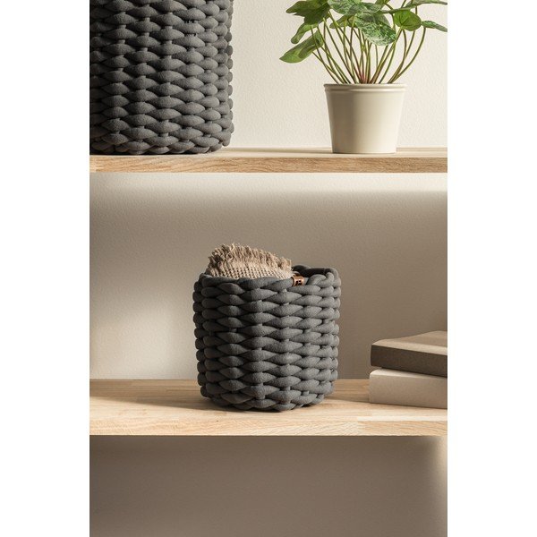 Coș de depozitare din material textil ø 21x17 cm Peach Skin Round S – Bigso-image-1