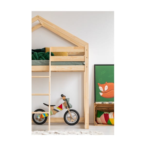 Pat supraetajat din lemn de pin, în formă de căsuță Adeko Mila DMPA, 80 x 180 cm-image-2