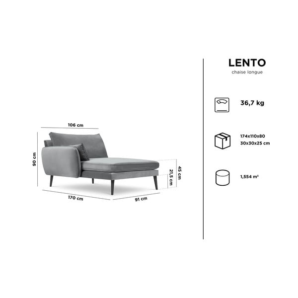 Șezlong cu tapițerie din catifea Kooko Home Lento, colț pe stânga, albastru petrol-image-4