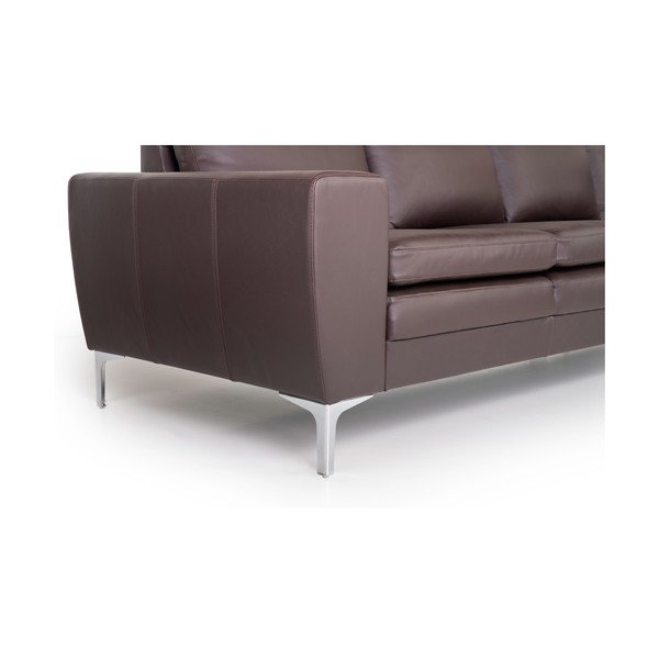 Canapea cu husă din piele Scandic Twigo, maro, 227 cm-image-2
