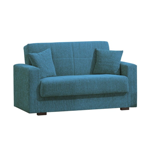 Canapea extensibilă de 2 persoane cu spaţiu de depozitare, Esidra Relax, albastru