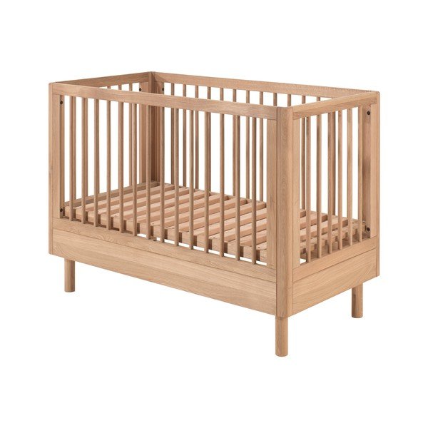 Pătuț în culoare naturală din lemn de stejar cu înălțime reglabilă 60x120 cm Forrest – Vipack-image-4