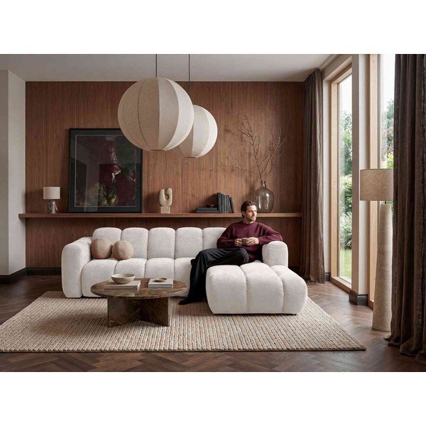 Colțar crem extensibil cu tapițerie din chenille (cu colț pe partea dreaptă) Michell – Miuform-image-3