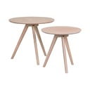 Măsuțe auxiliare 2 buc. rotunde din lemn masiv de stejar ø 50 cm Yumi – Rowico