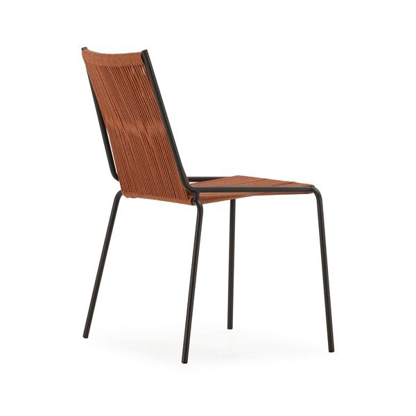 Scaune de dining teracotă stivuibile 2 buc. din metal Emily – Marckeric-image-3